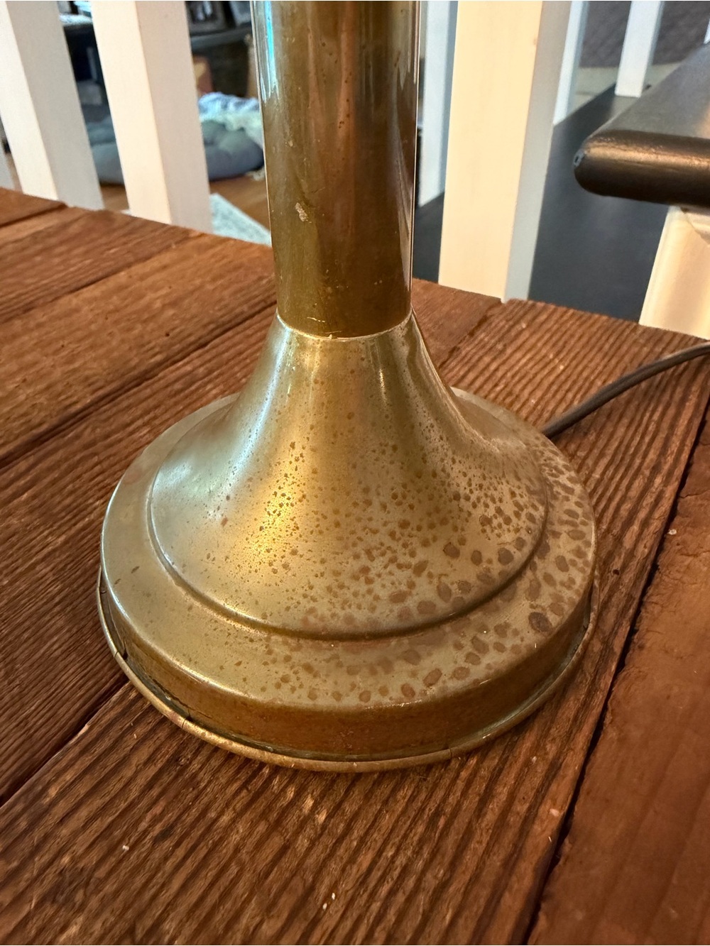 Vintage Brass Colonial-Style Small Table Lamp Night Light with Clear Glass Globe - Picture 2 of 5